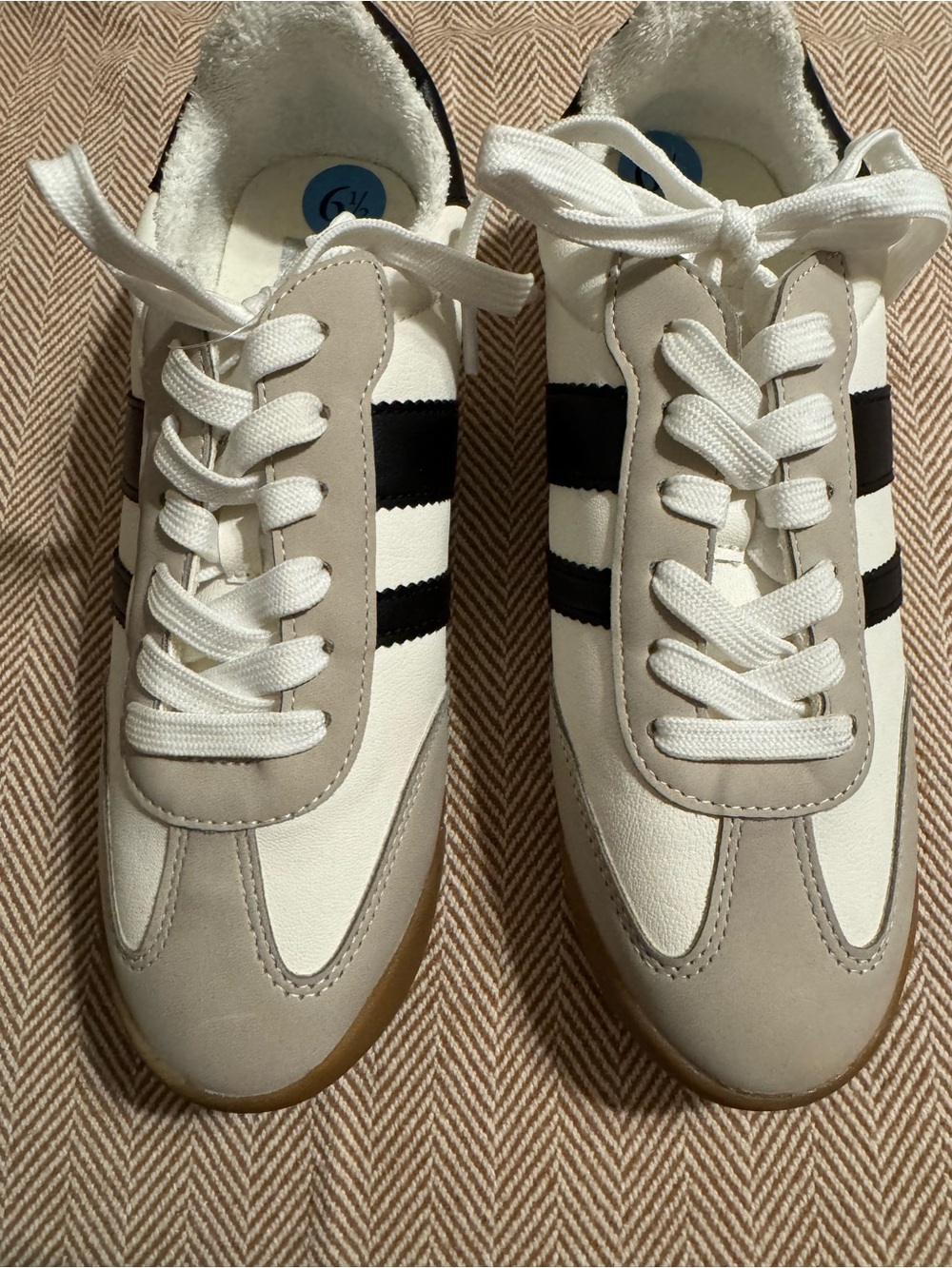 Dolce Vita White, Black & Tan Women's Retro Sneakers